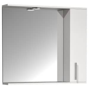 VCM NORDIC Lisalo XL badeværelse spejlskab, m. lys, 1 låge, 2 hylder - spejlglas og hvid træ (75cm)