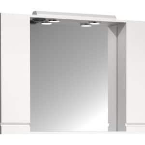 VCM NORDIC Silora XL badeværelse spejlskab, m. lys, 2 låger, 4 hylder - spejlglas og hvid træ 100cm