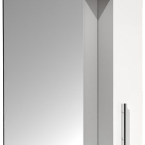 VCM NORDIC Lisalo M badeværelse spejlskab, m. lys, 1 låge, 2 hylder - spejlglas og hvid træ (50cm)