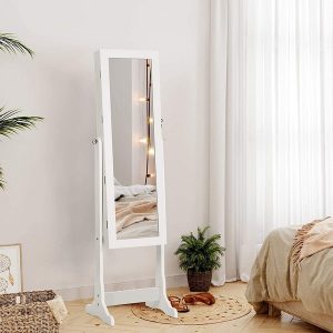 Smykkeskab med LED lys - spejlskab til smykker og makeup - hvid - Smykkeopbevaring - Daily-Living