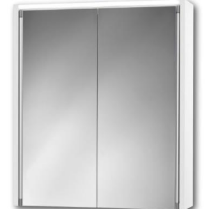 Spejlskab med LED lys og stikkontakt i MDF og metal H63 x B54 x D15 cm - Hvid
