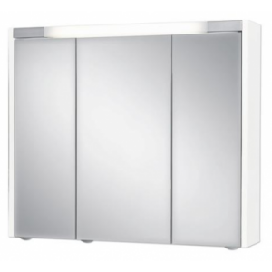 Spejlskab med LED lys og stikkontakt i MDF og metal H68 x B80 x D16,5 cm - Hvid
